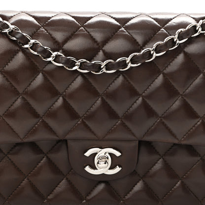 Chanel Lambskin Quilted Medium Double Flap Dark Brown 8 of 11