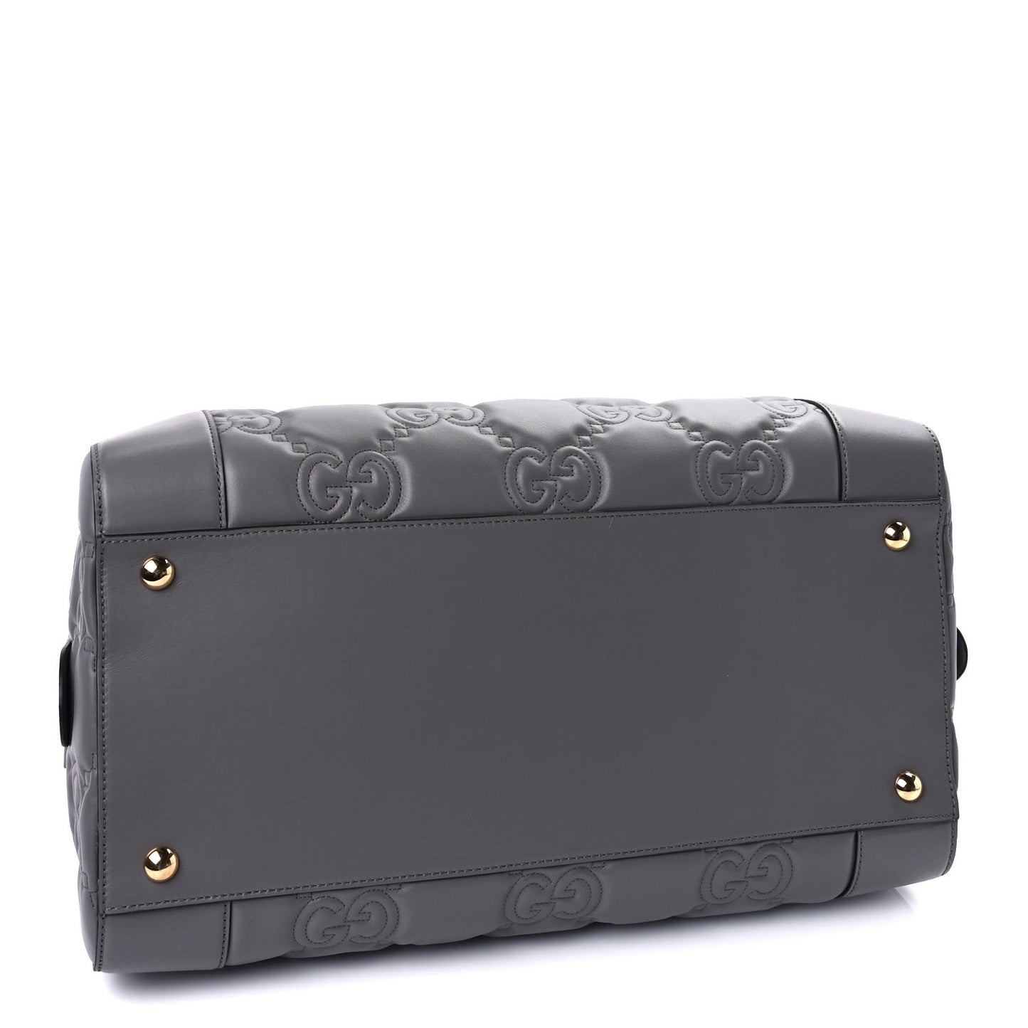 Calfskin GG Matelasse Medium Duffle Bag Dusty Grey Natural
