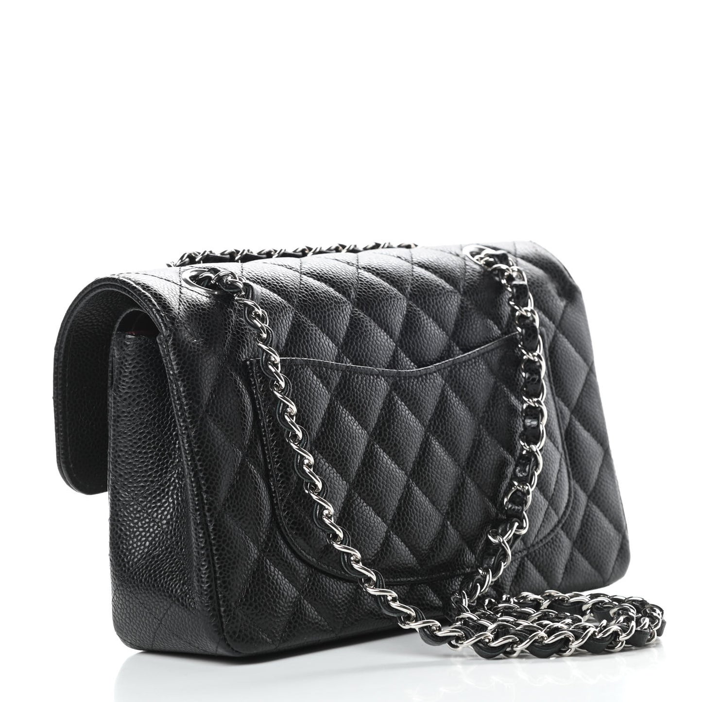 Caviar Quilted Small Double Flap Black