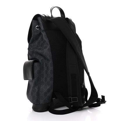 Gucci Soft GG Supreme Monogram Appia Calfskin Web Double Buckle Backpack Black 3 of 12