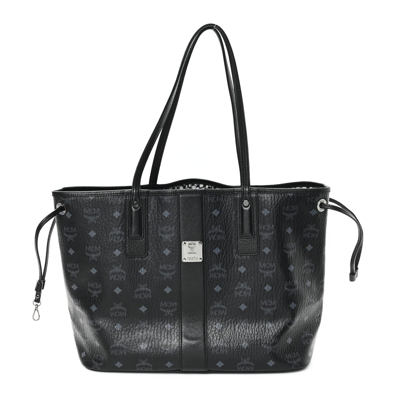 MCM Grained Calfskin Visetos Medium Liz Reversible Shopper Tote Black 1 of 7