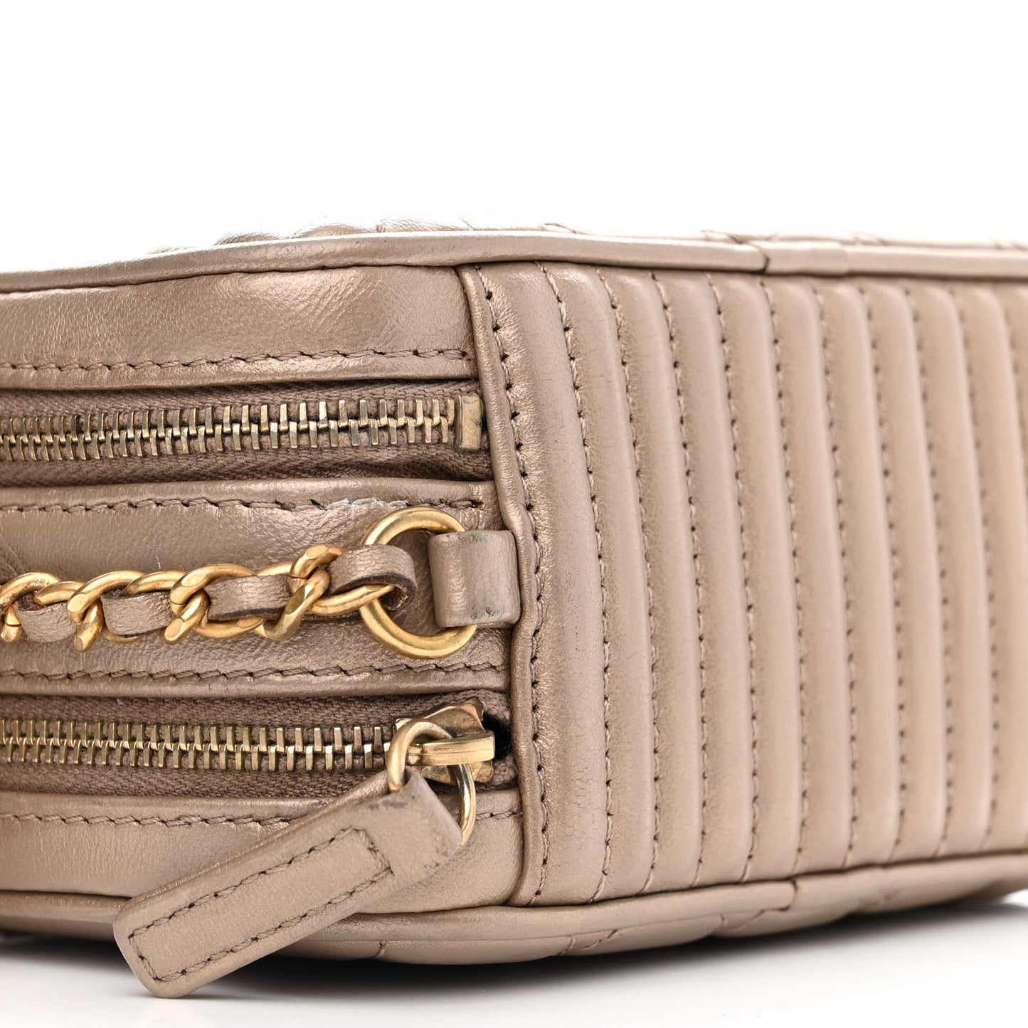 Metallic Lambskin Mini Coco Boy Camera Case Dark Gold