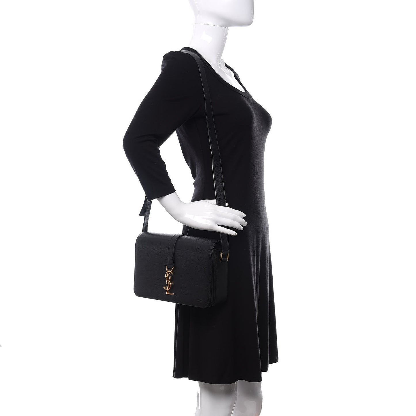 Textured Calfskin Medium Classic Monogram Universite Bag Black