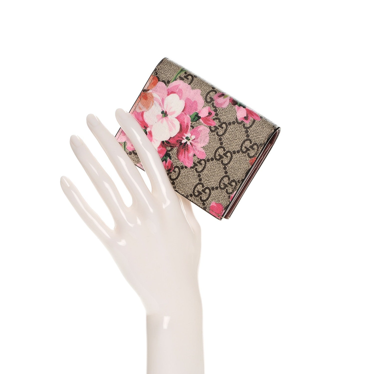 Gucci GG Supreme Monogram Blooms Card Case Beige Multicolor Dry Rose 2 of 8