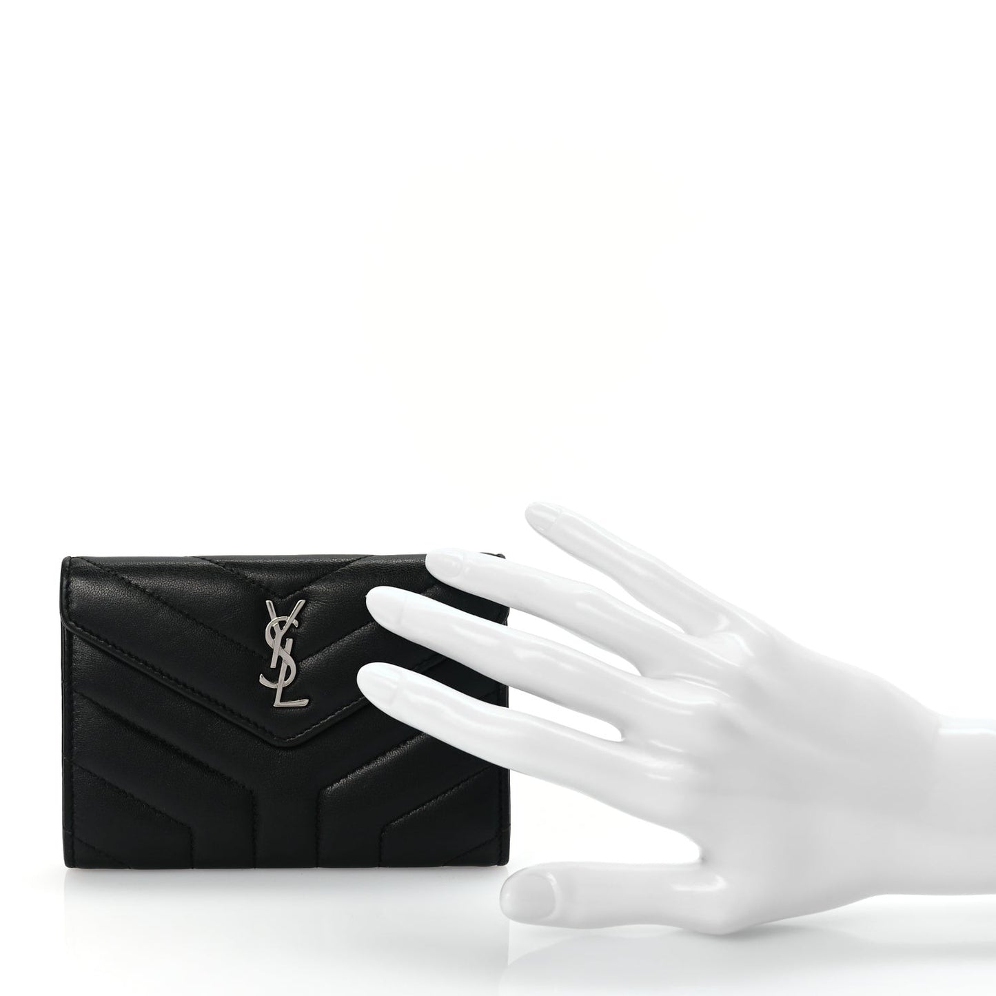 Lambskin Y Quilted Monogram Small Loulou Envelope Wallet Black