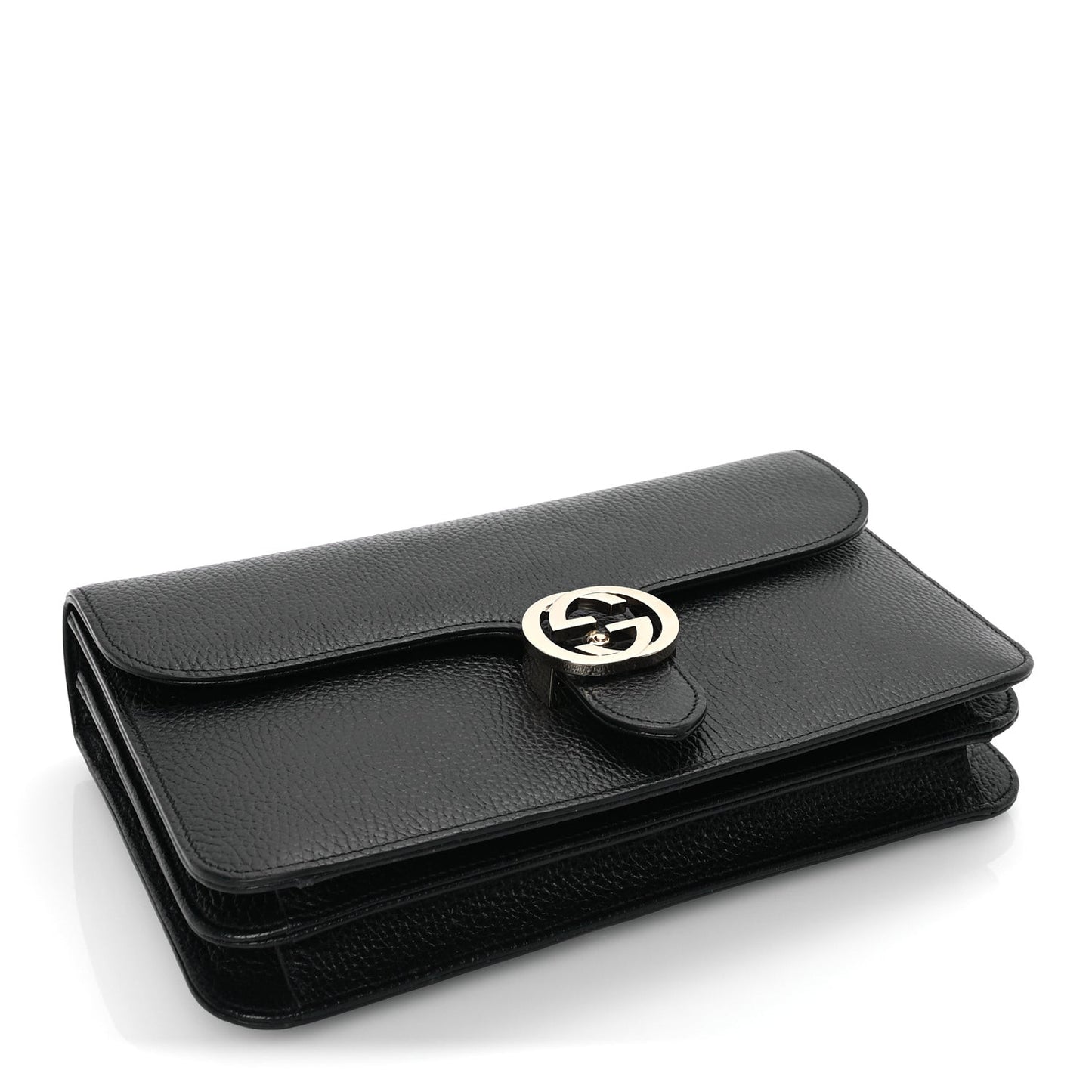 Dollar Calfskin Interlocking G Shoulder Bag Black