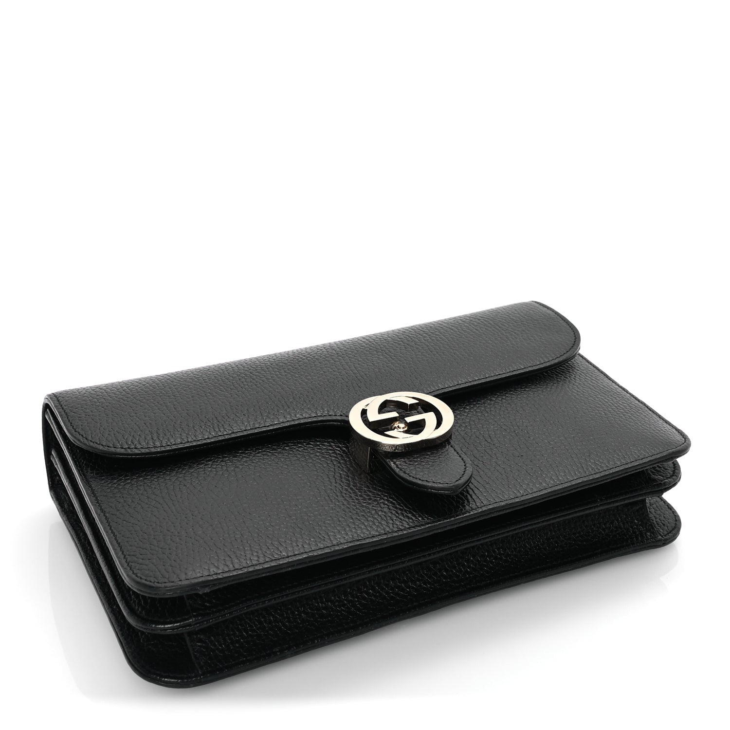 Gucci Dollar Calfskin Interlocking G Shoulder Bag Black 3 of 7