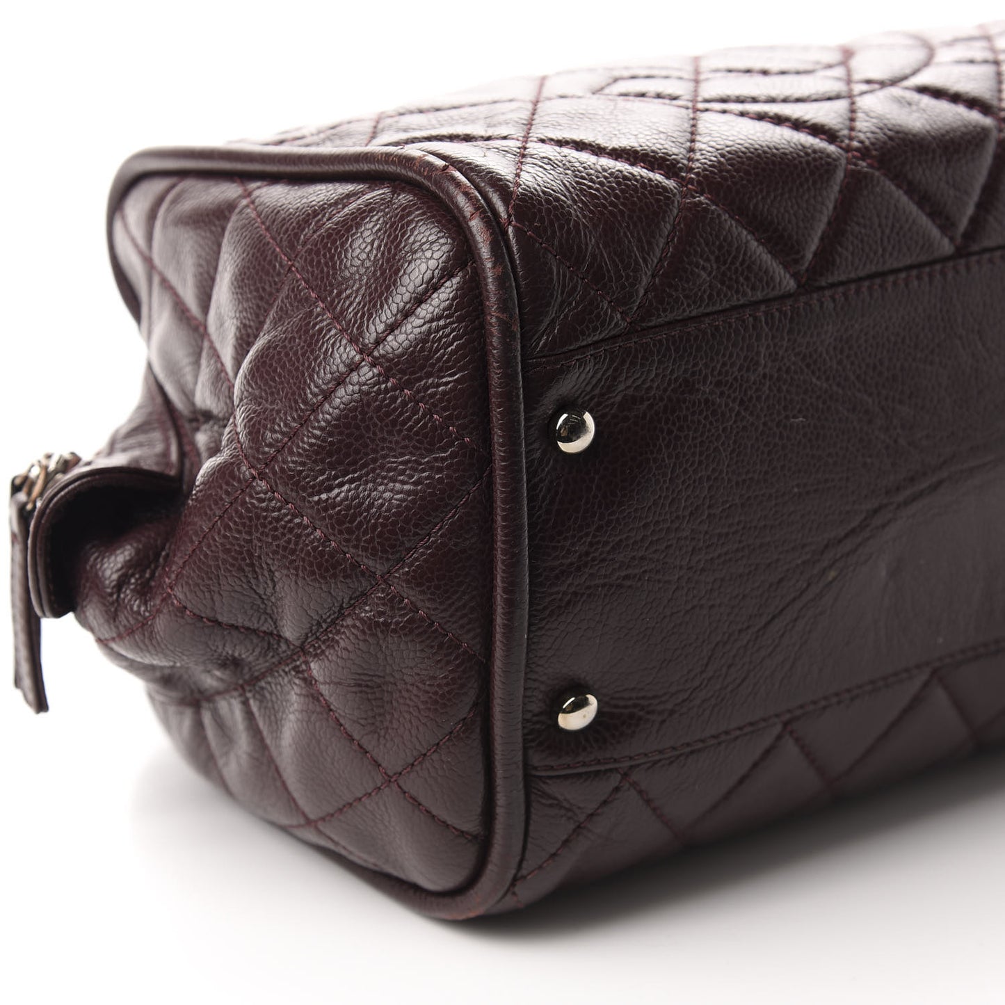 Caviar Quilted CC Timeless Bowler Burgundy