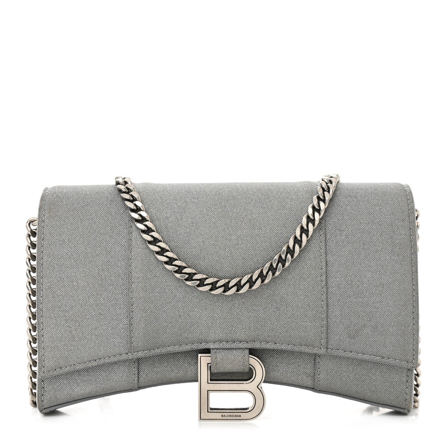 Glitter Fabric Hourglass Chain Bag Grey
