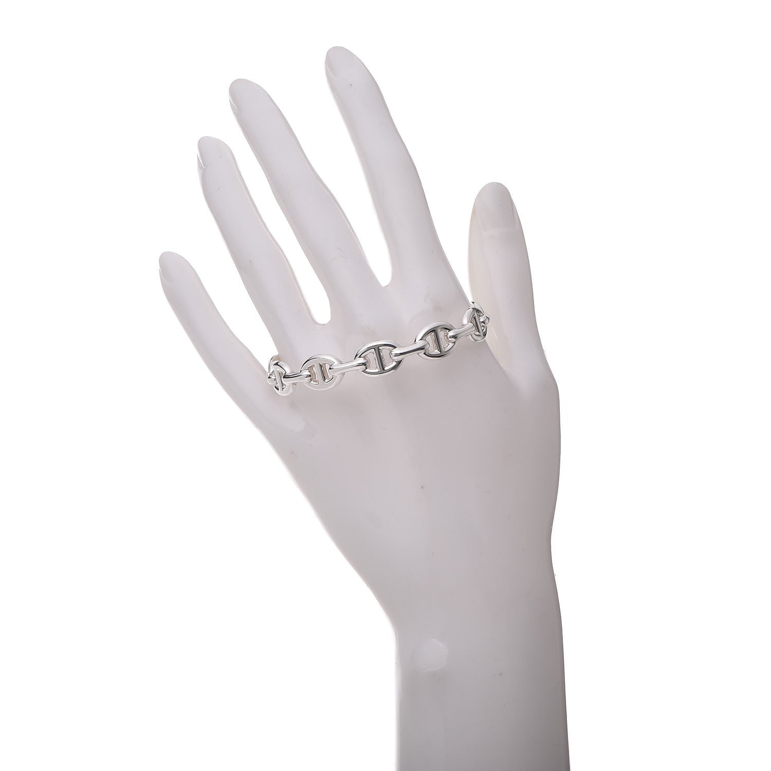 Hermes Sterling Silver MM Chaine d'Ancre Enchainee Cuff Bracelet LG 5 of 11