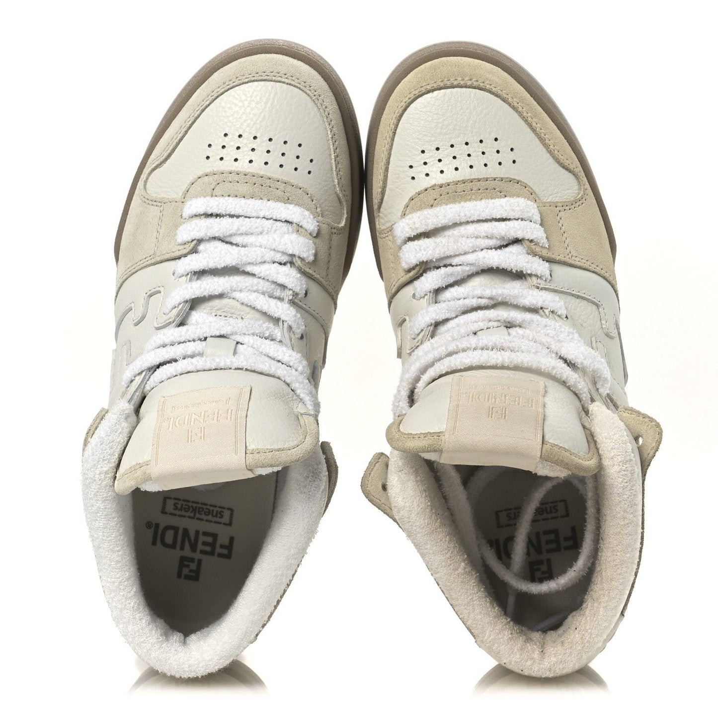 Suede Vitello Match High Top Sneakers 37 Ice White Ice  White