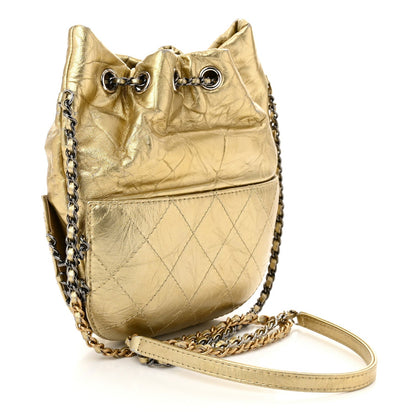 Chanel Metallic Aged Calfskin Quilted Small Gabrielle Bucket Gold 3 of 7
