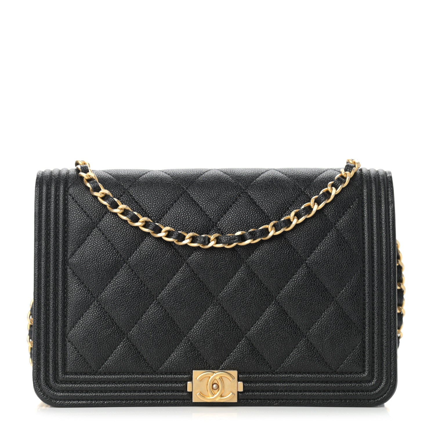 Chanel Caviar Quilted Boy Wallet On Chain WOC Black 1 of 11