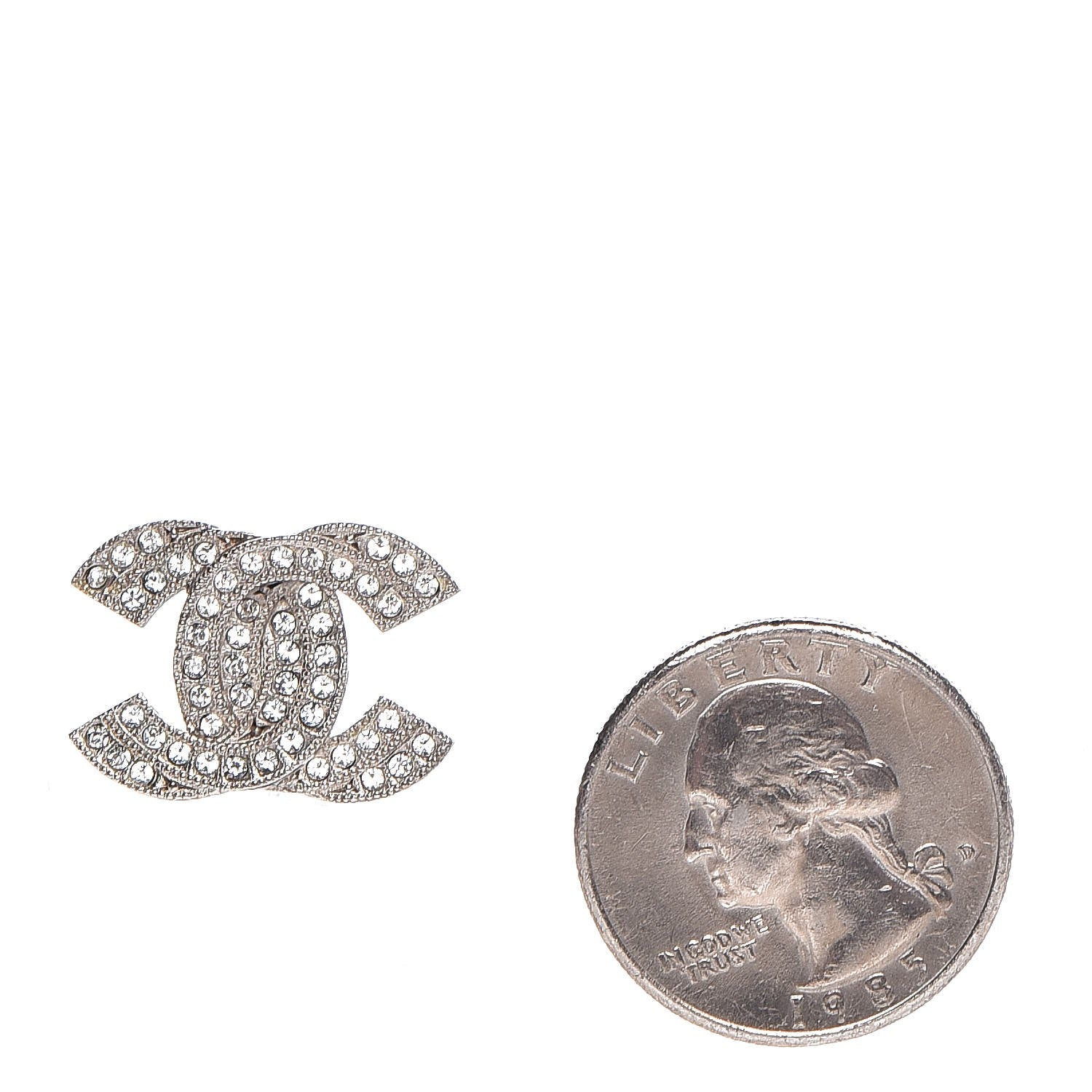 Chanel Crystal CC Earrings Silver 2 of 6