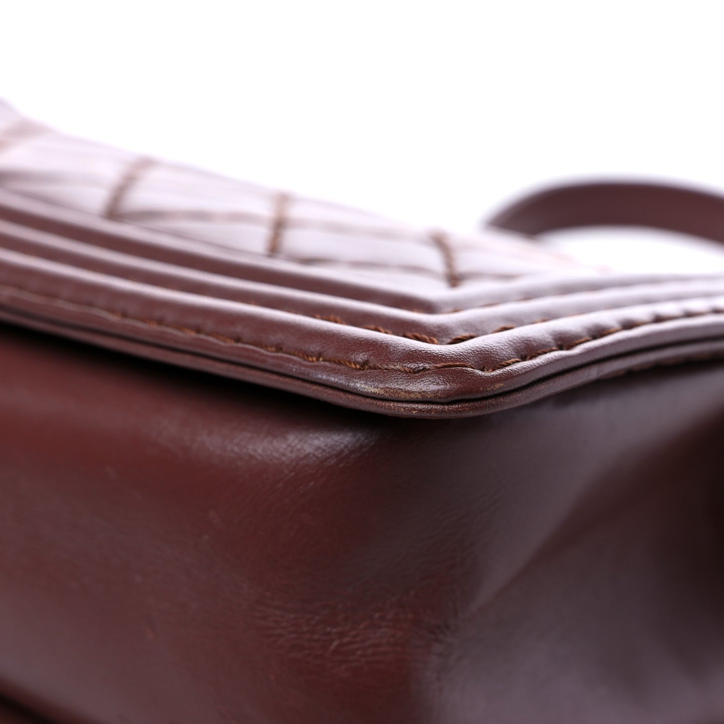 Calfskin Stitched Medium Boy Flap Brown