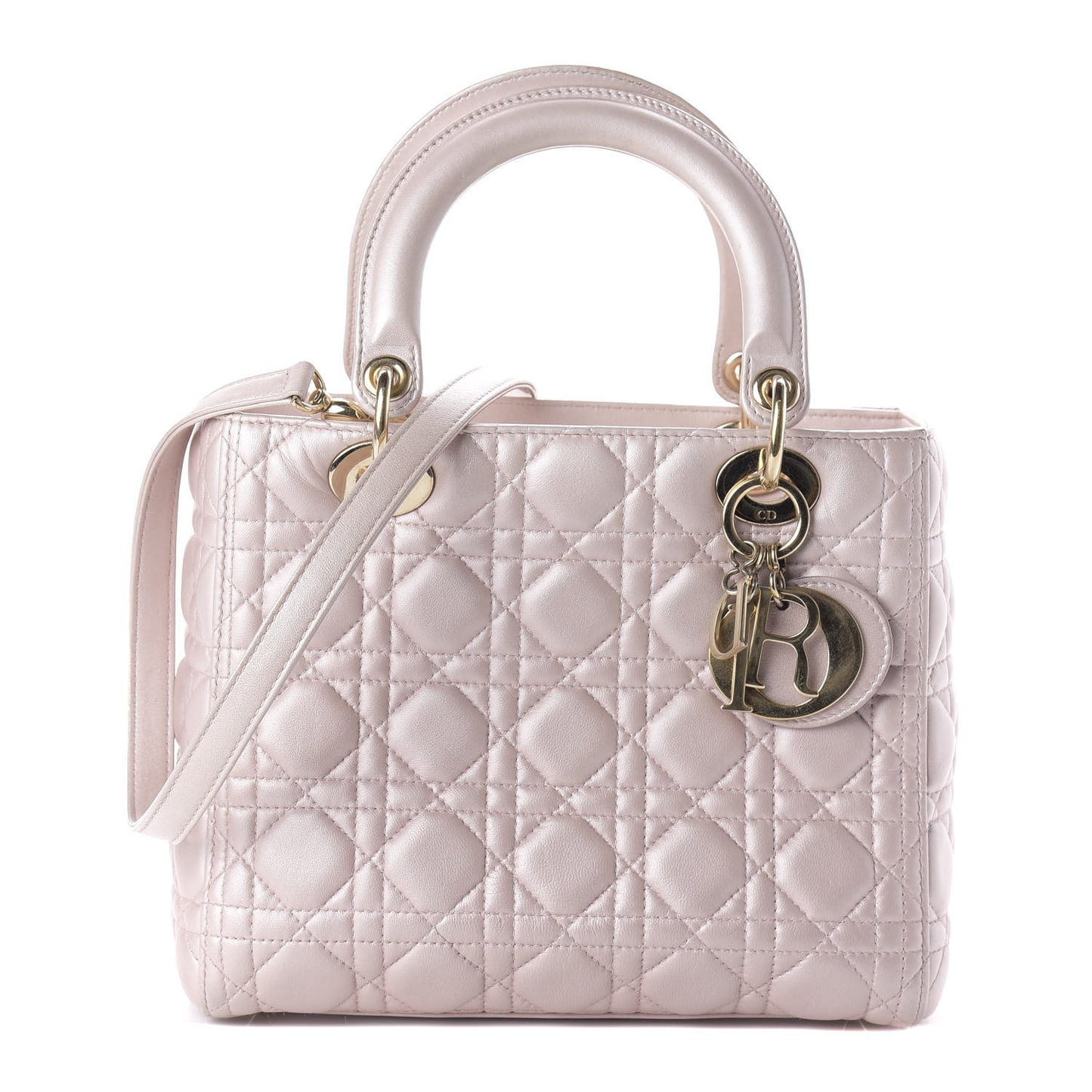Pearly Lambskin Cannage Medium Lady Dior Lotus