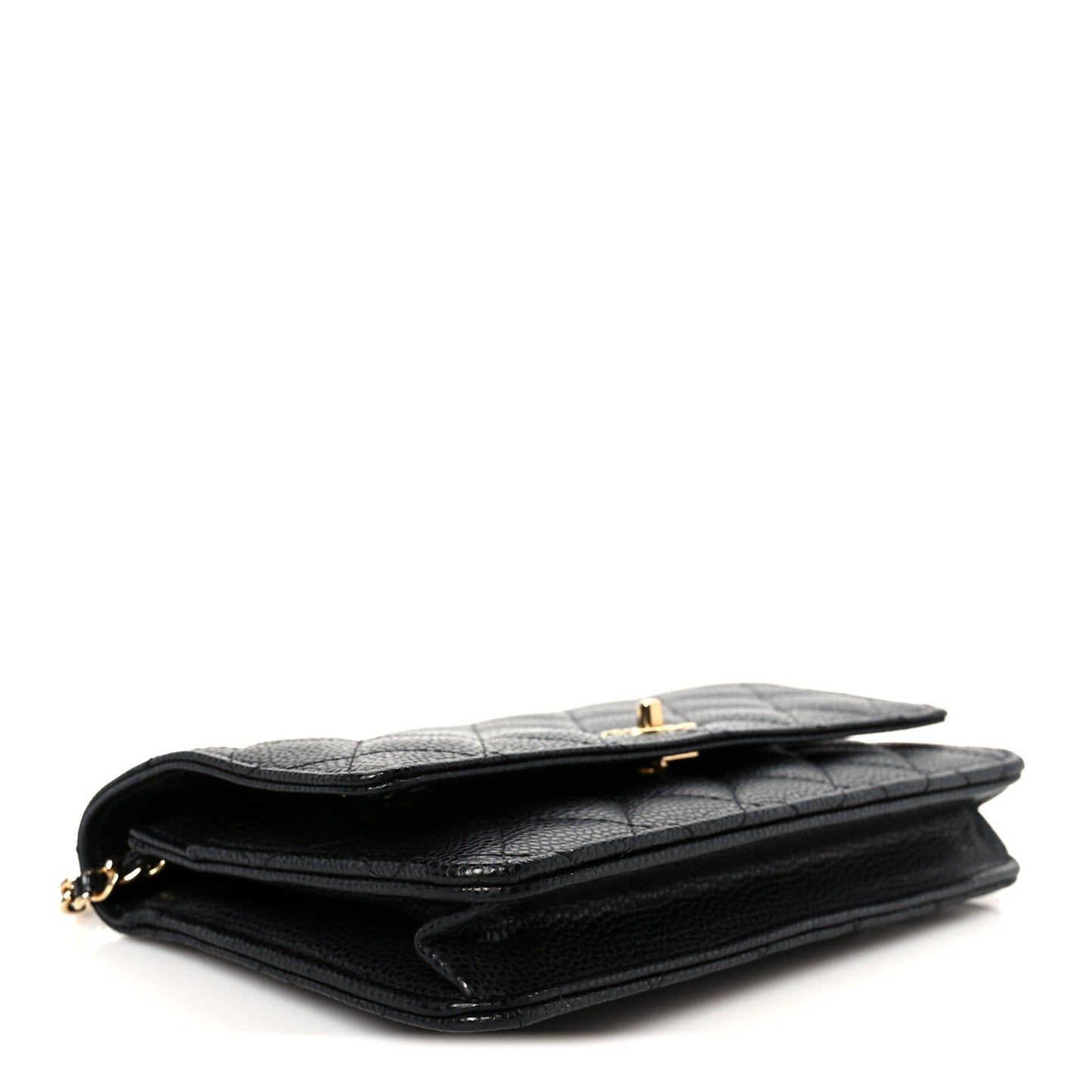 Caviar Quilted CC Turnlock Wallet On Chain WOC Black