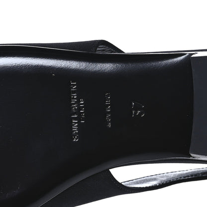 Saint Laurent Crepe De Chine Vivi 10 Plate Slingback Flats 37 Black 7 of 7
