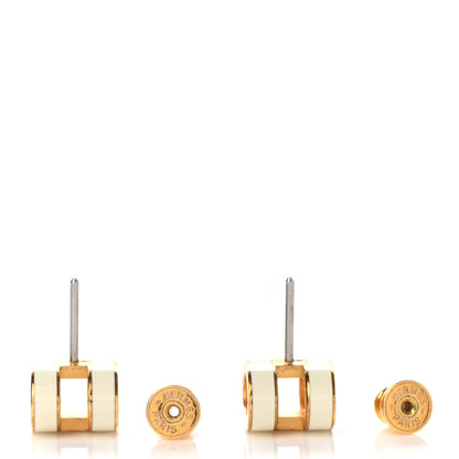 Hermes Gold Lacquered Mini Pop H Earrings White 3 of 6