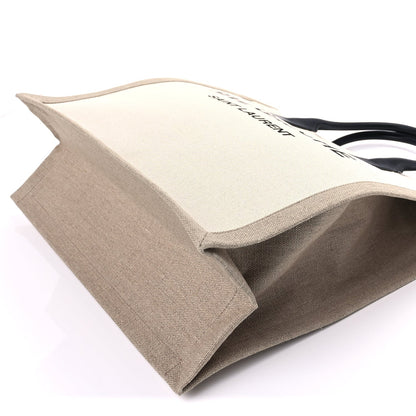Saint Laurent Linen Calfskin Rive Gauche North South Tote Optic White 7 of 7