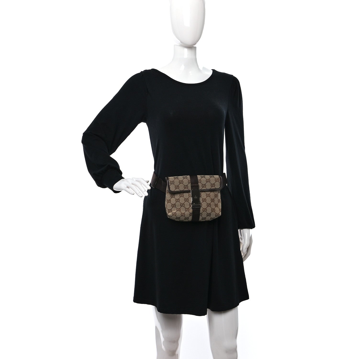 Gucci GG Monogram Buckle Belt Bag Dark Brown 2 of 10