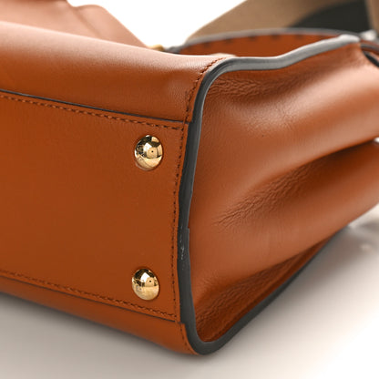 Fendi Vitello Seta Canvas FF Embroidered Mini Peekaboo Iconic Satchel Brandy Amazzonia 9 of 9