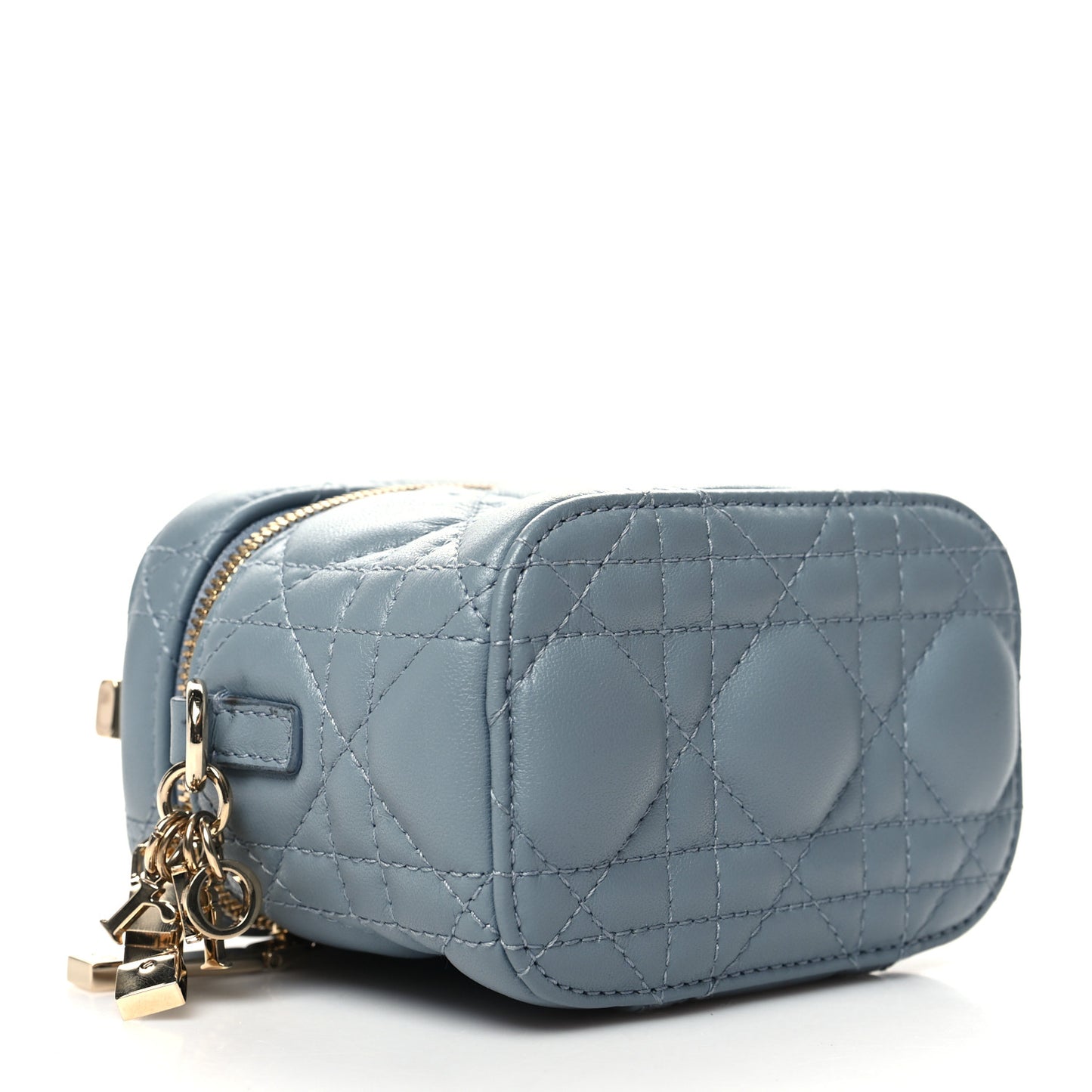 Lambskin Cannage Micro Lady Dior Vanity Case Blue