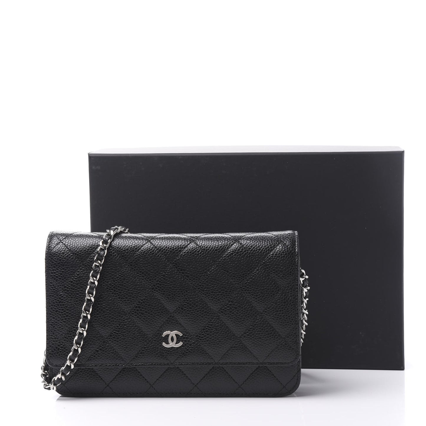 Caviar Quilted Wallet On Chain WOC Black