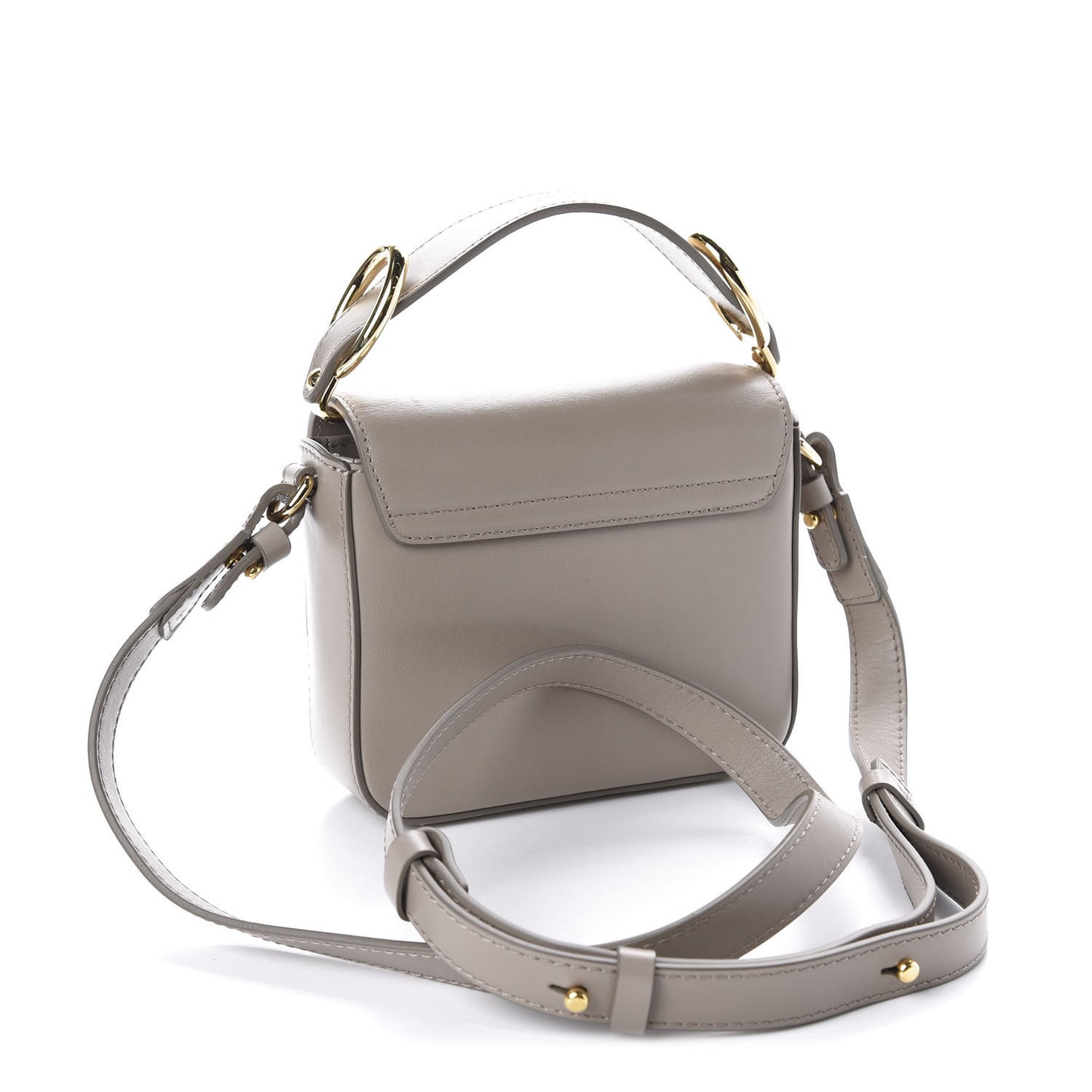 Shiny Calfskin Suede Mini C Double Carry Motty Grey