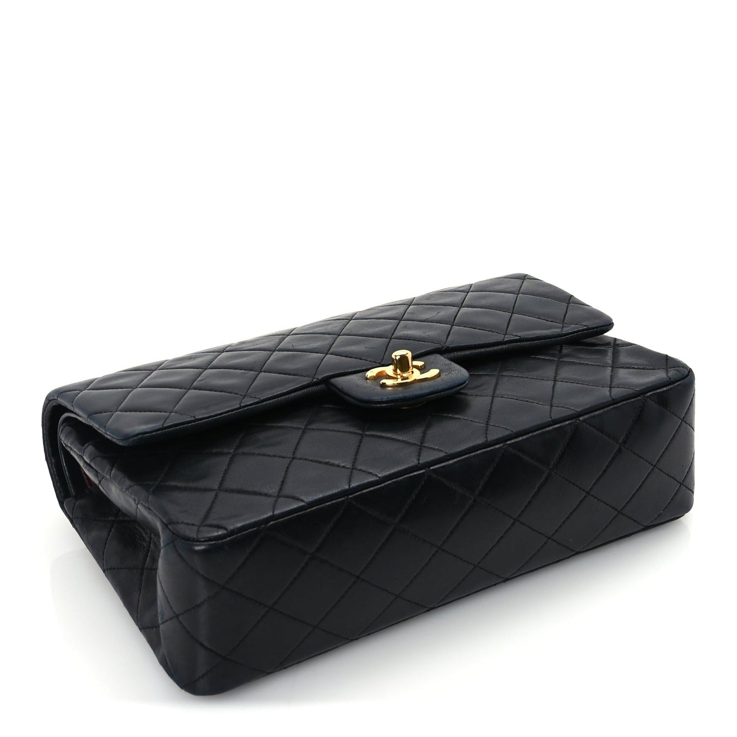 Lambskin Quilted Medium Double Flap Black