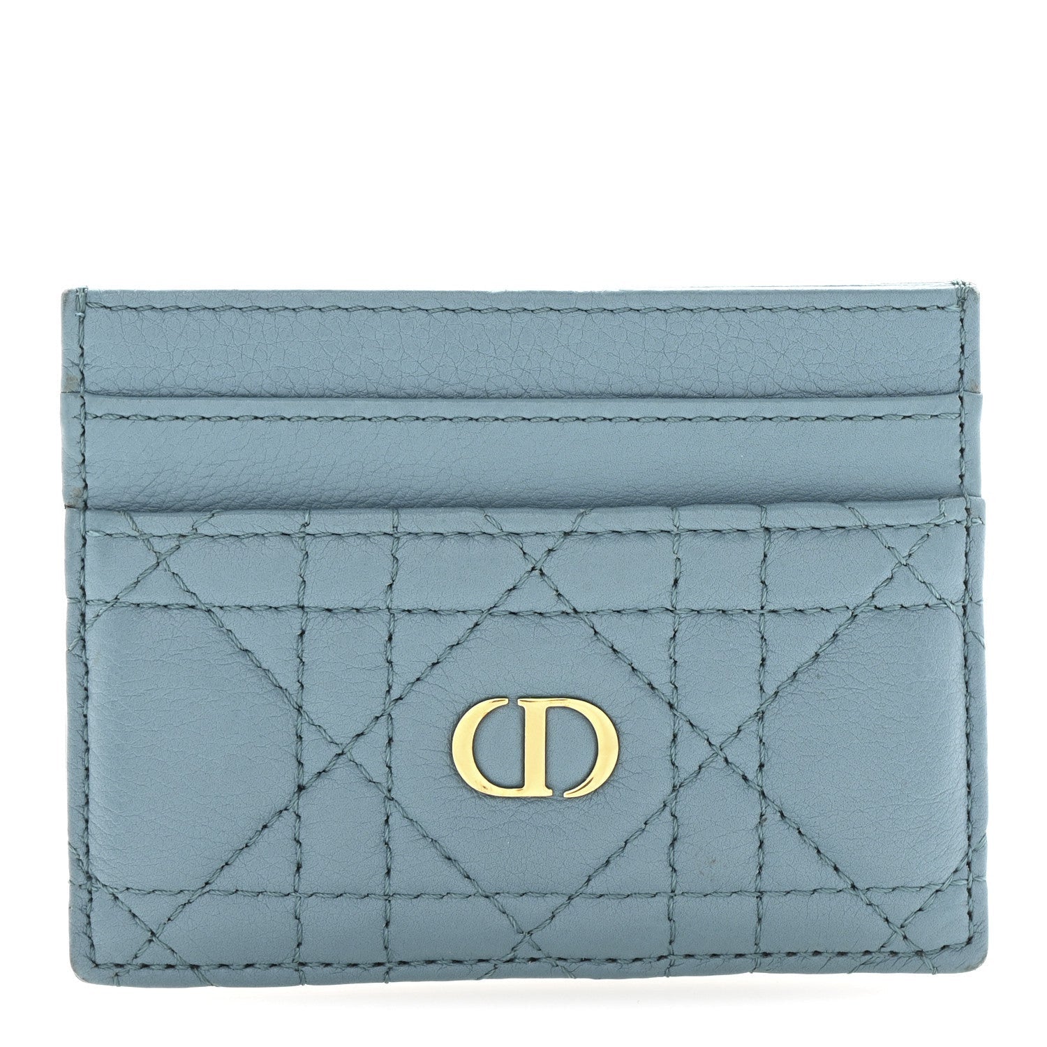 Christian Dior Supple Calfskin Cannage Caro Five-Slot Card Holder Turquoise 1 of 7