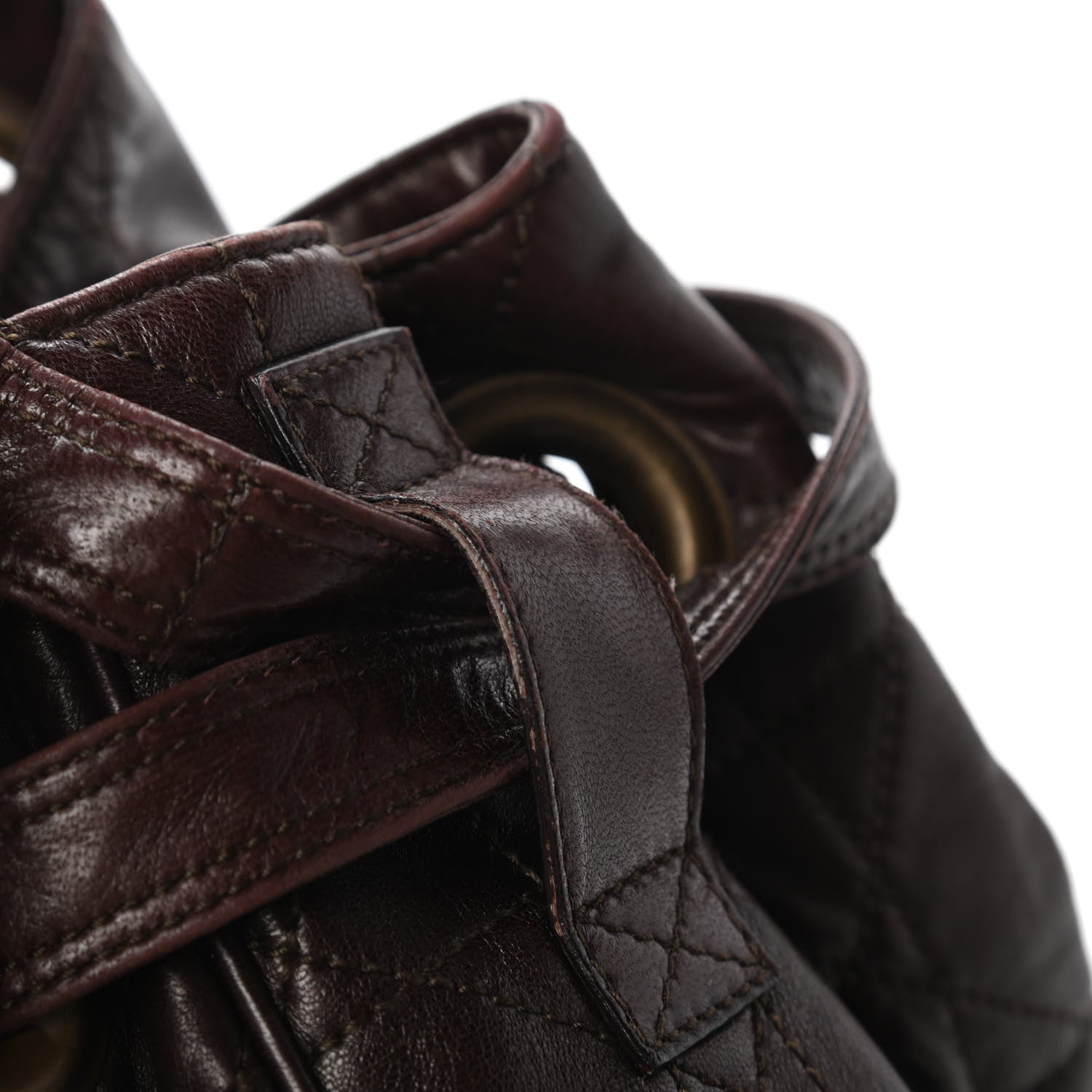 Christian Dior Lambskin Cannage Drawstring Bag Dark Brown 13 of 14