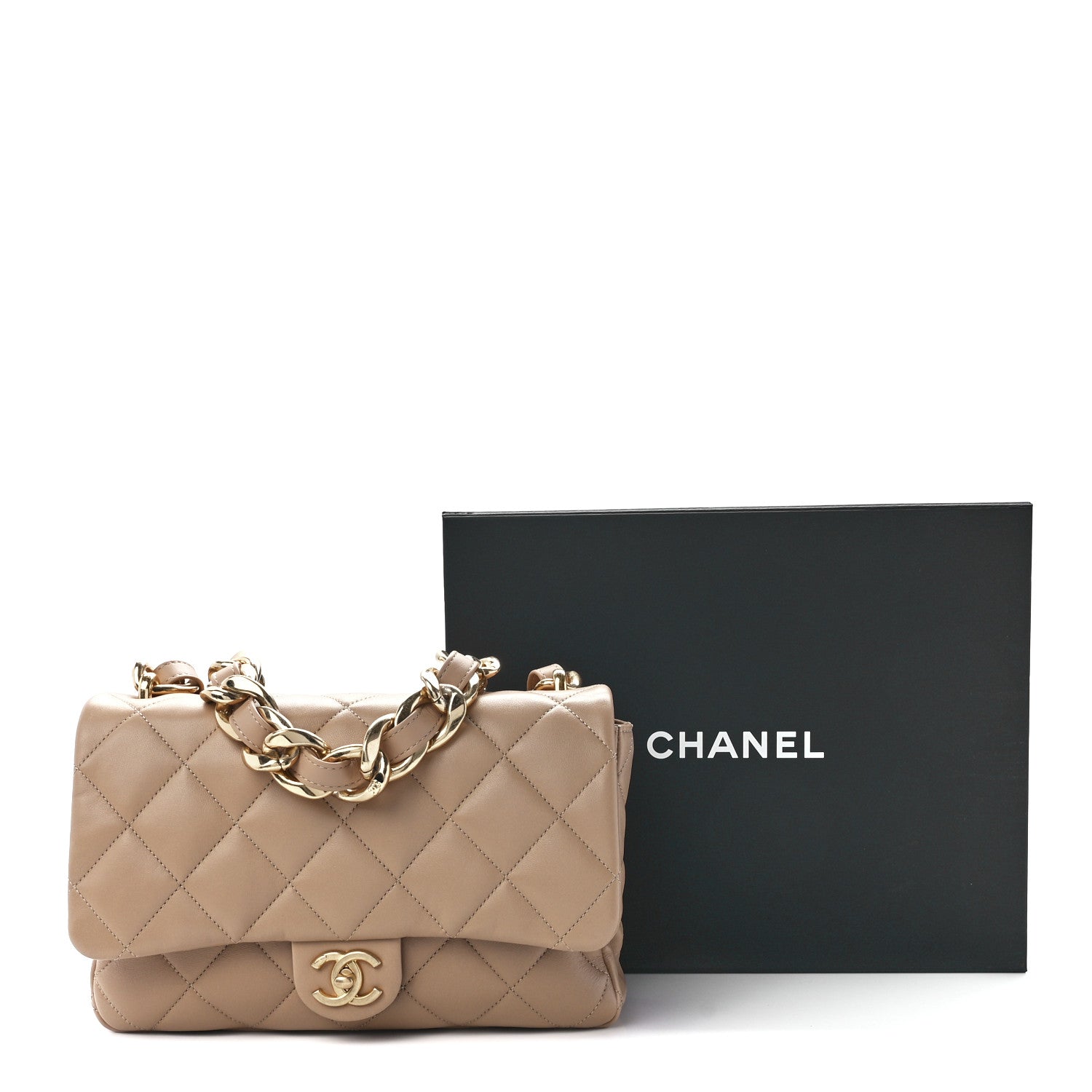 Chanel Lambskin Quilted Large CC Funky Town Flap Beige 12 of 12