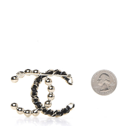 Chanel Lambskin Pearl CC Chain Brooch Black Gold 2 of 4