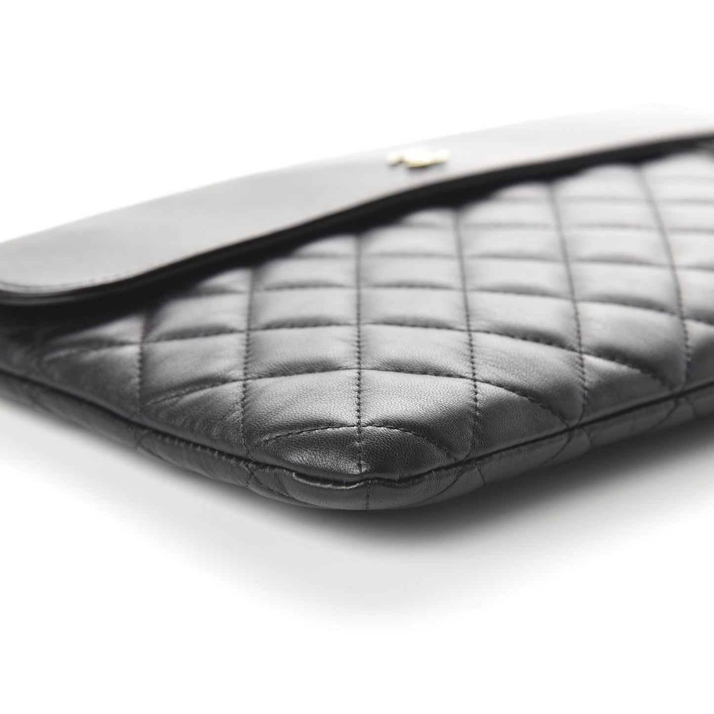 Lambskin Quilted Medium Flap Cosmetic Case Black