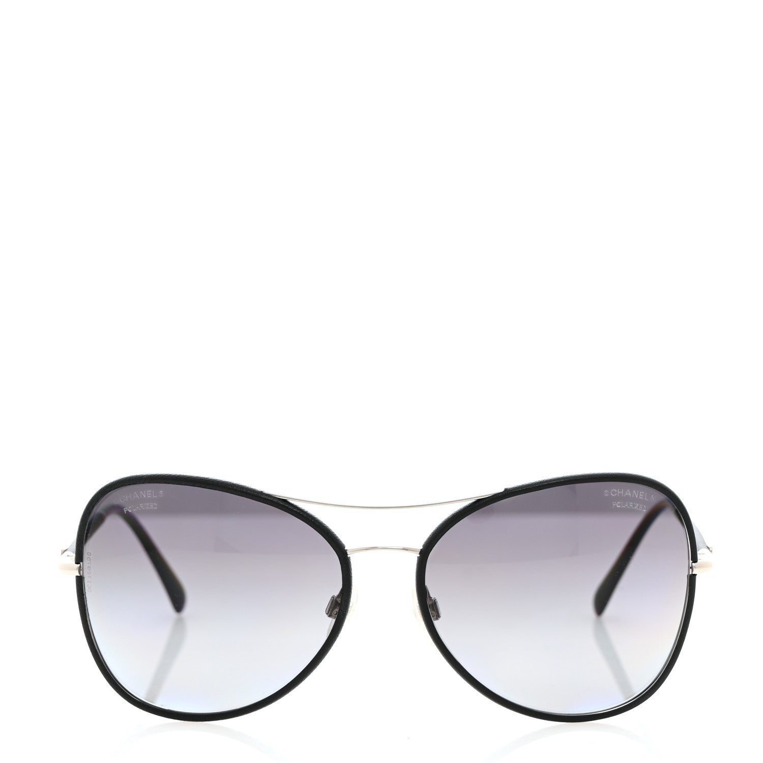 Chanel Metal Lambskin Polarized Pilot Fall Sunglasses 4227-Q Black 2 of 8