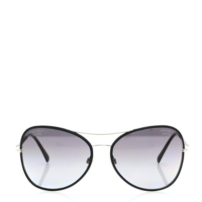 Chanel Metal Lambskin Polarized Pilot Fall Sunglasses 4227-Q Black 2 of 8