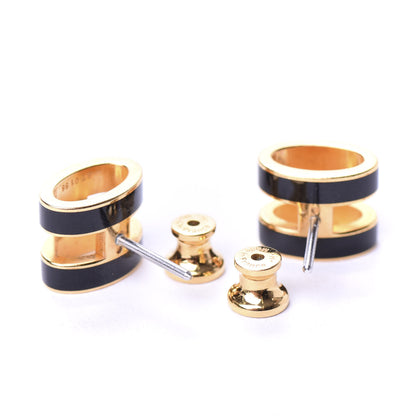 Hermes Gold Lacquered Pop H Earrings Black 3 of 6