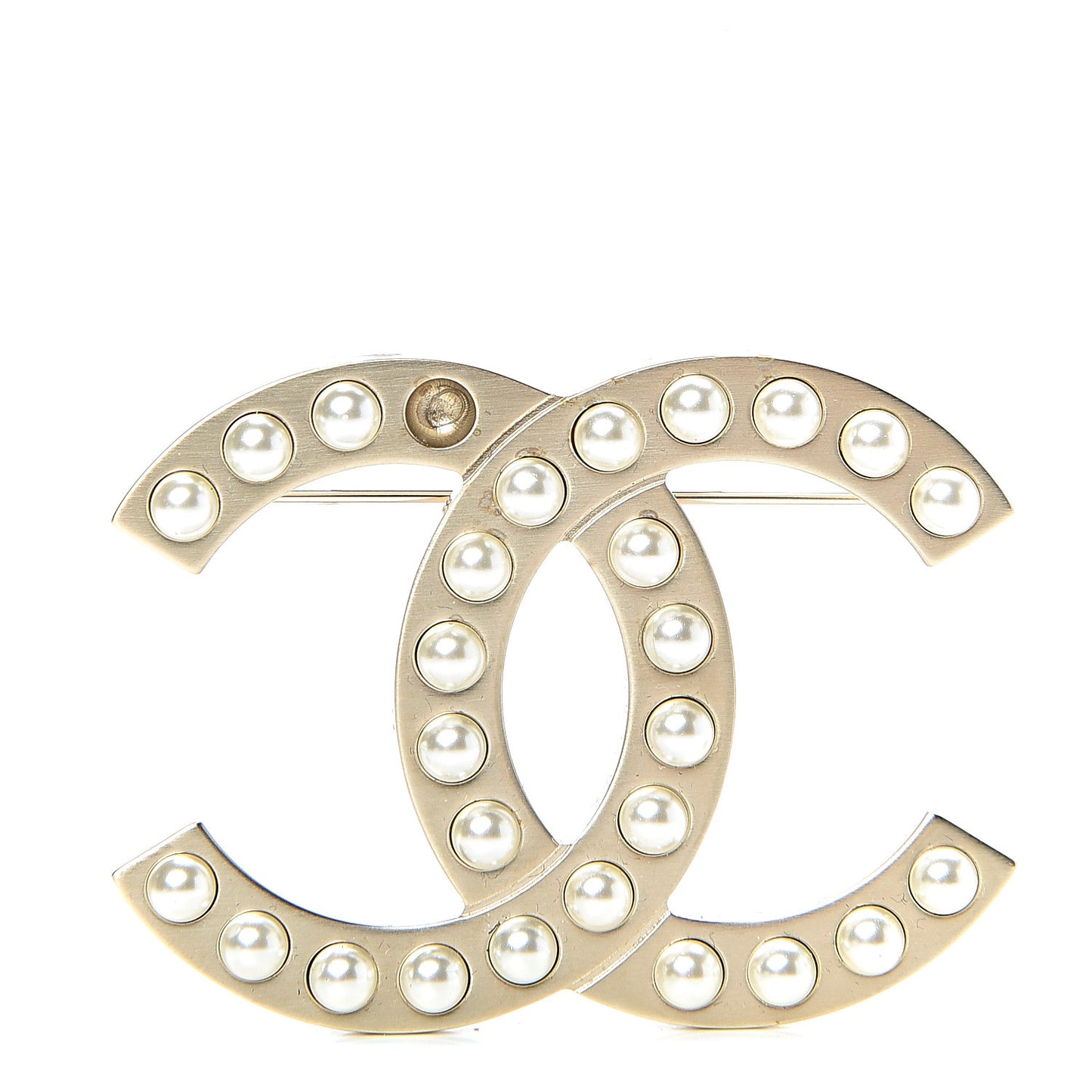 Pearl CC Brooch Pin Gold