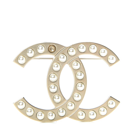 Chanel Pearl CC Brooch Pin Gold 1 of 8