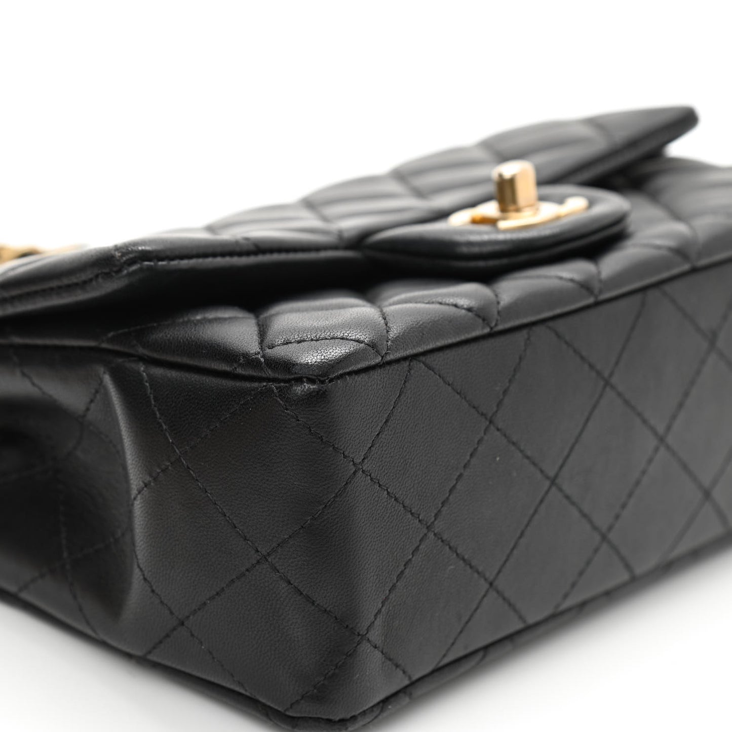 Lambskin Quilted Mini Rectangular Flap Black