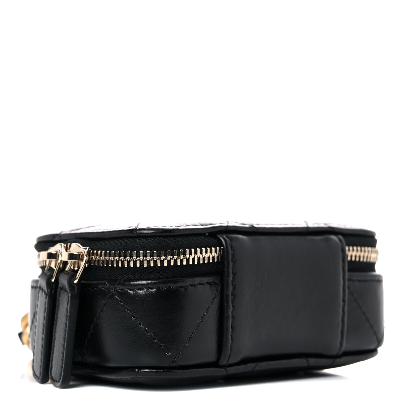 Lambskin Quilted Mini Lacquered Chain Clutch Black