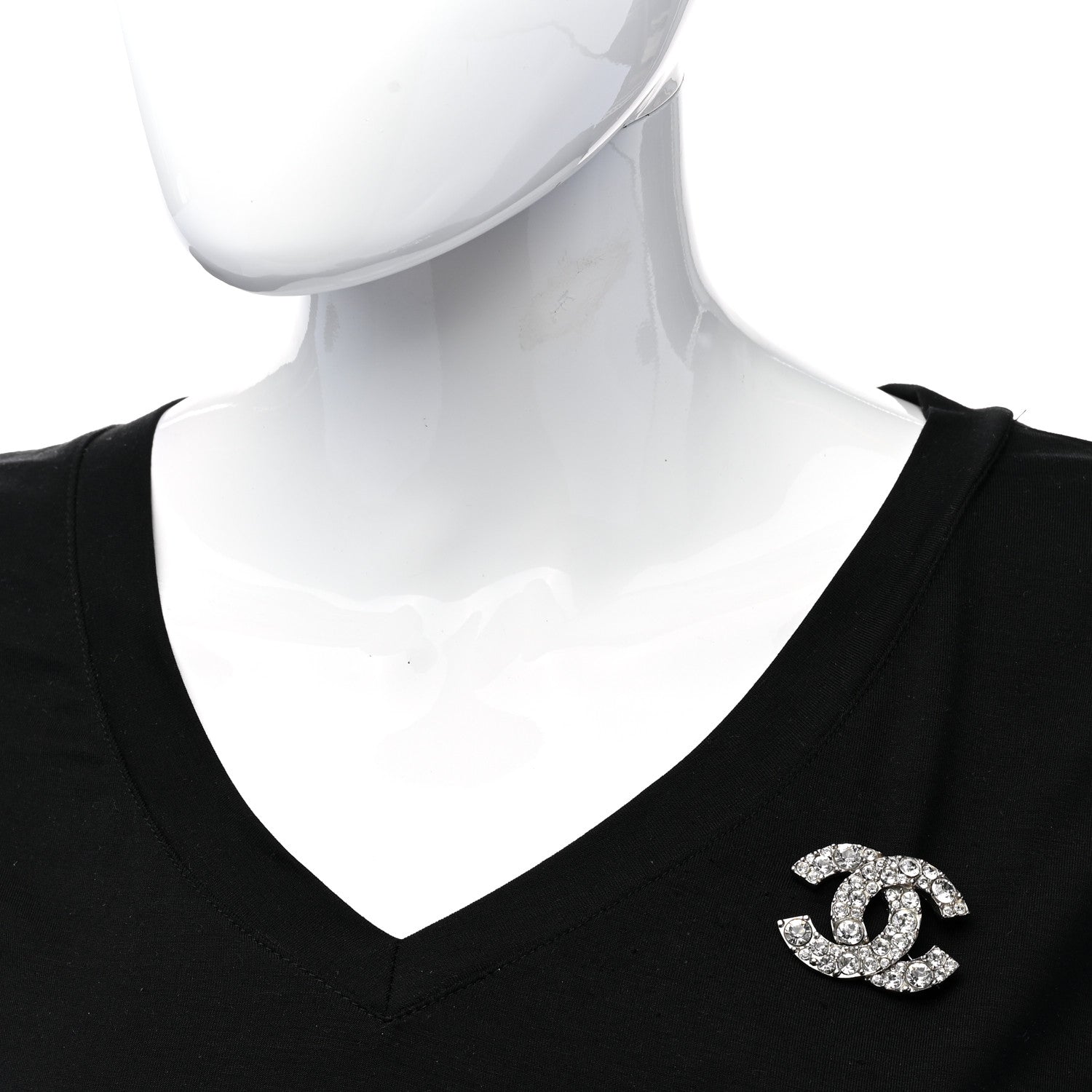 Chanel Crystal Large CC Brooch Silver 2 of 4