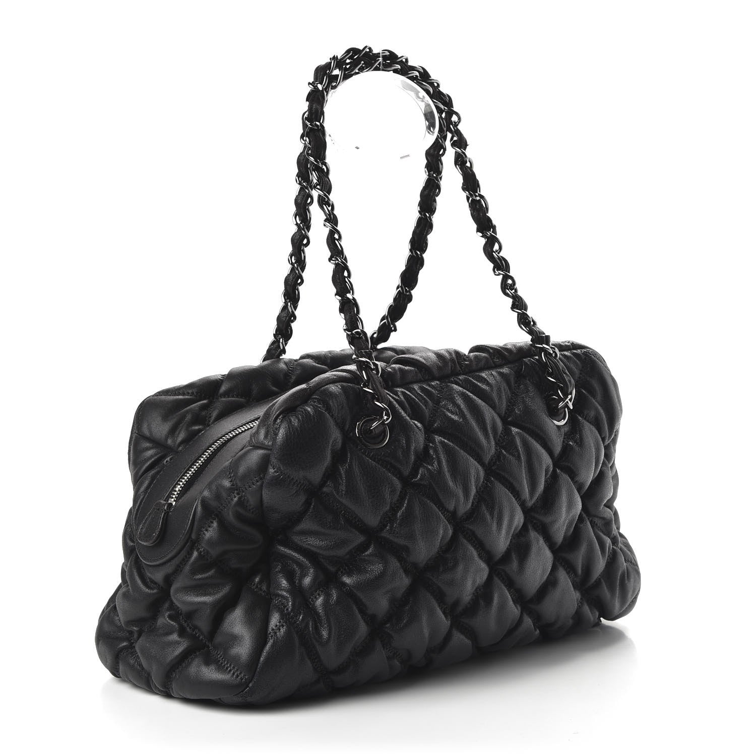 Chanel Lambskin Bubble Quilt Bowler Black 3 of 10
