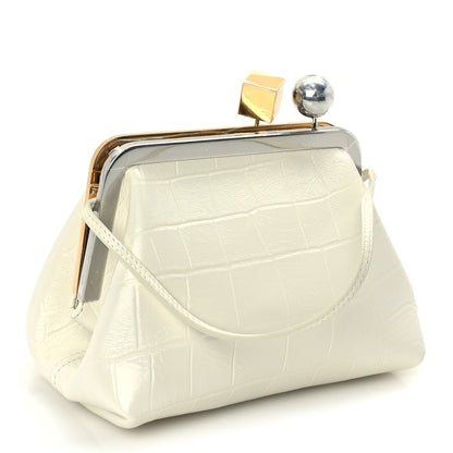 Jacquemus Calfskin Crocodile Embossed The Berlingot Clutch Light Ivory 2 of 8