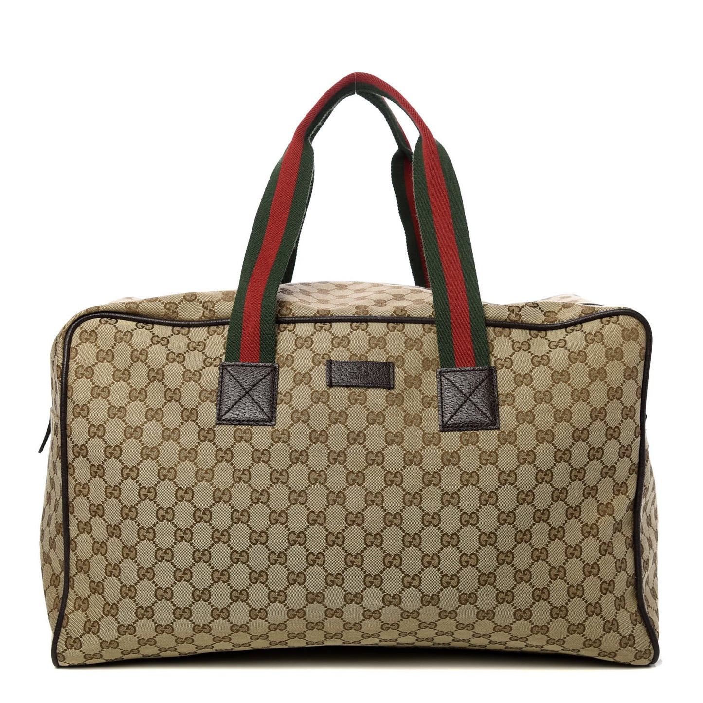 GG Monogram Web Large Collapsible Carry On Duffle Beige Brown