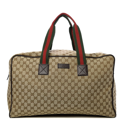 Gucci GG Monogram Web Large Collapsible Carry On Duffle Beige Brown 1 of 9
