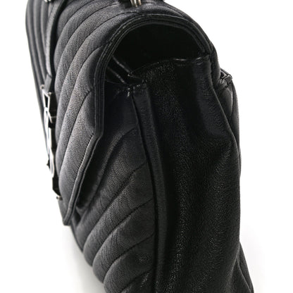 Saint Laurent Sheepskin Matelasse Chevron Monogram Medium College Bag Black 18 of 20
