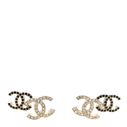 Chanel Crystal Double CC Earrings Gold Black 1 of 6
