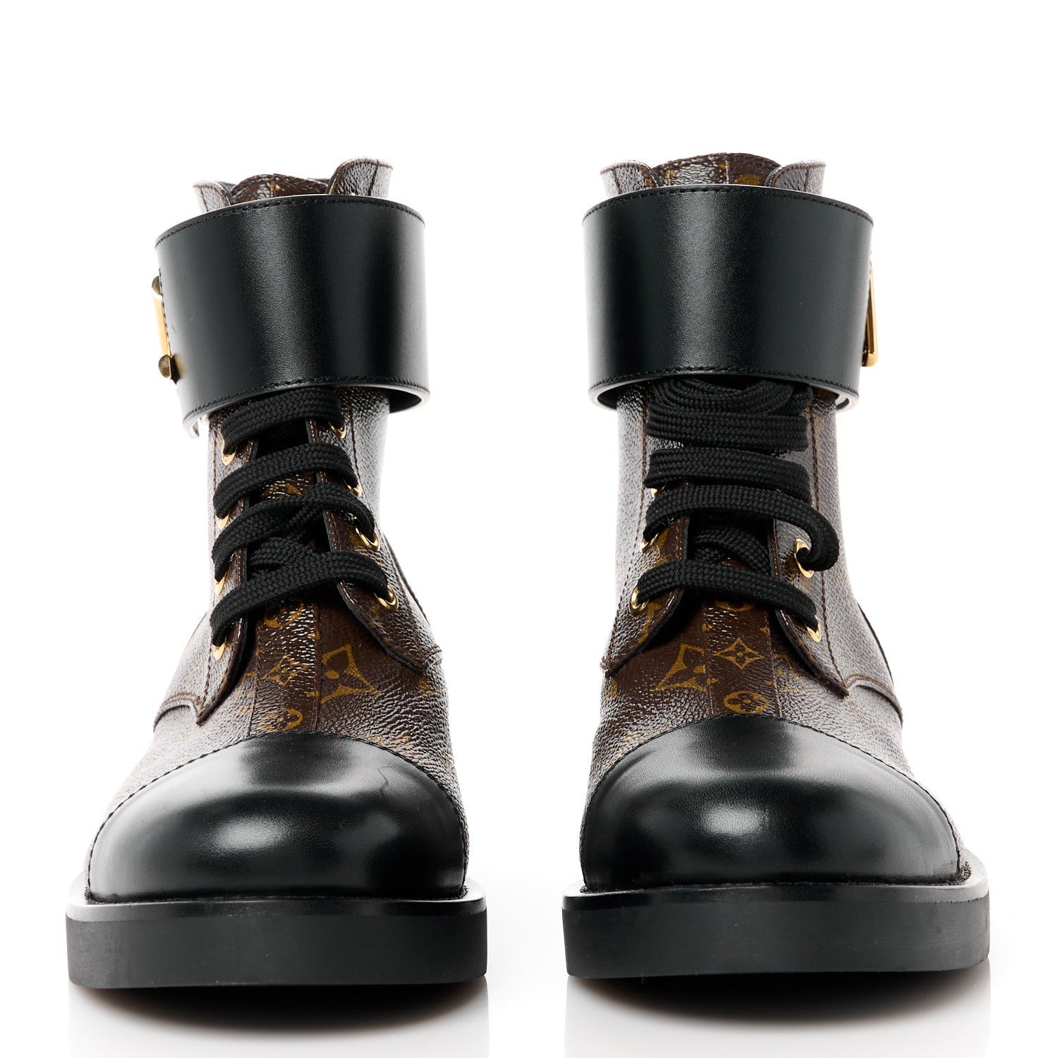Louis Vuitton Calfskin Monogram Wonderland Flat Ranger Boots 37 Black 2 of 7